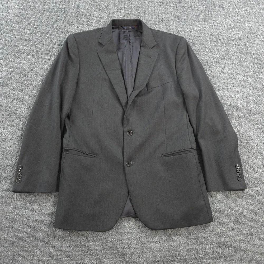 Brooks Brothers Blazer Mens 42R Gray Herringbone Saxxon Wool 1818 Fitzgerald USA